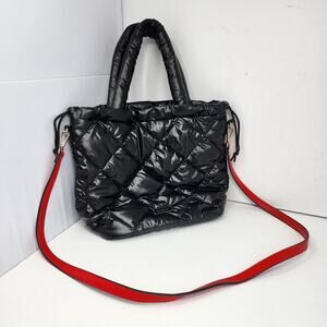 Vintage Red Black Puffer Bag Crossbody Handbag